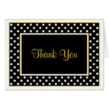 Black White Yellow Polka Dot Wedding Thank You Cards