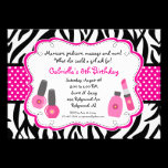 Black & White Zebra Girls Spa Invite invitations