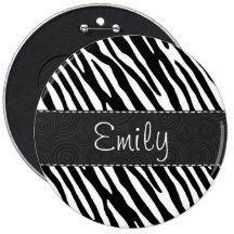 Black & White Zebra Stripes Buttons