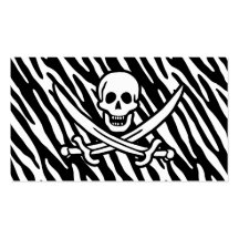 Black & White Zebra Stripes Jolly Roger Pirate Business Card