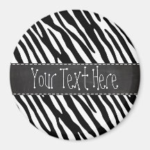 Black & White Zebra Stripes; Vintage Chalkboard Fridge Magnets