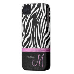 Black & White Zebra stripes with Black damask Case-Mate iPhone 4 Cases