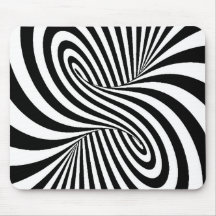 BLACK WHITE ZEBRA SWIRLS PATTERNS OPTICAL ILLUSION MOUSEPAD