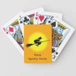 Black Witch On Broomstick Halloween Playing Cards