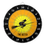 Black Witch On Broomstick Orange Sunset Dartboard