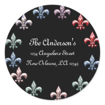Black with Colourful Fleurs Address Labels