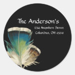 Black with Feathers Address Labels Stickers