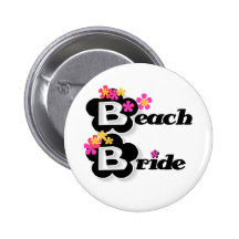 Black with Flowers Beach Bride Button