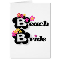 Black with Flowers Beach Bride Greeting Cards