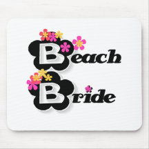 Black with Flowers Beach Bride Mouse Mats