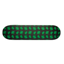 Black with green shamrocks and hearts skate board deck