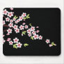 Black with Pink and Green Cherry Blossom Sakura Mouse Pads