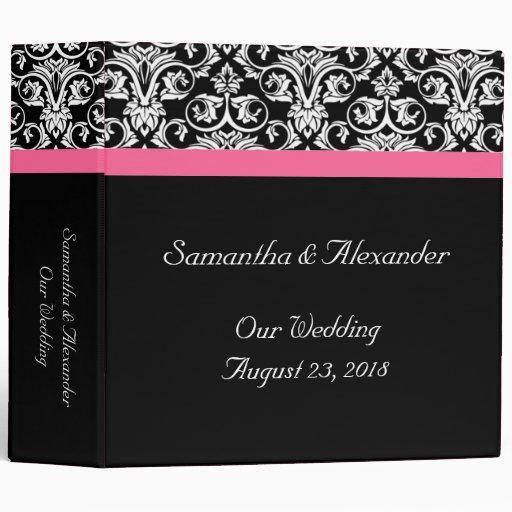 Black with Pink Passion Damask Binder