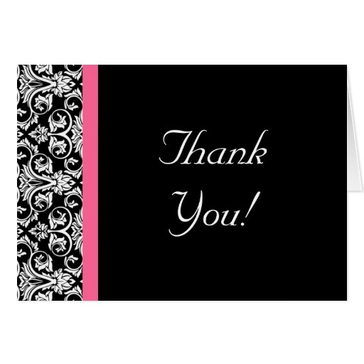 Black with Pink Passion Damask Greeting Card