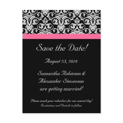 Black with Pink Passion Damask by CustomInvites