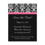 Black with Pink Passion Damask postcards