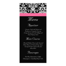 Black with Pink Passion Damask Full Color Rack Card