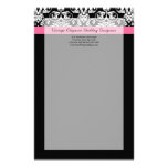 Black with Pink Passion Damask Stationery Design