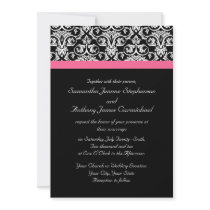 Black with Pink Passion Wedding Invitations