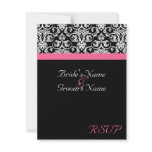 Black with Pink Passion Wedding Matching RSVP invitations