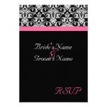 Black with Pink Passion Wedding Matching RSVP Custom Invitations