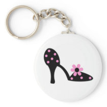 Black With Pink Polka Dot Shoe Keychain