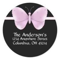 Black with Purple Butterfly Address Labels