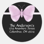 Black with Purple Butterfly Address Labels Stickers