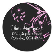 Black with Purple Vine/Leaves Address Labels