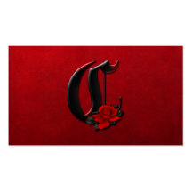 Black with Red Roses Initial C Goth Business Card