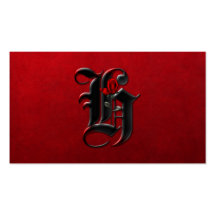 Black with Red Roses Initial H Goth Business Card