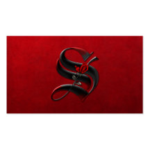 Black with Red Roses Initial S Goth Business Card