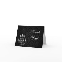 Black with White Chandelier Silhouette Greeting Cards