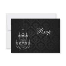Black with White Chandelier Silhouette Announcement