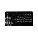 Black with White Chandelier Silhouette Address Label