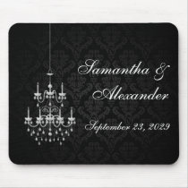 Black with White Chandelier Silhouette Mousepad