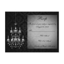 Black with White Chandelier Silhouette Postcards