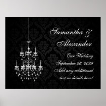 Black with White Chandelier Silhouette Posters