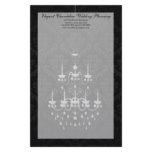 Black with White Chandelier Silhouette Stationery