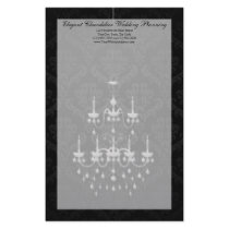 Black with White Chandelier Silhouette Stationery