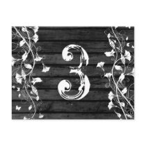 Black Wood Table Number Postcards