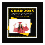 Black & Yellow Photo Graduation Announcement