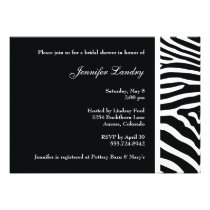 Black Zebra Bridal Shower Invitation invitations