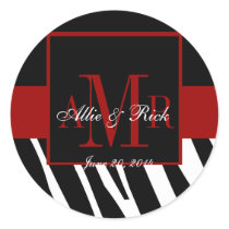 Black Zebra Monogram Names Wedding Favour Labels Stickers