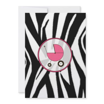 Black Zebra Print and Pink Baby Shower Invitation by thepinkschoolhouse