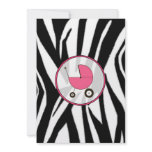 Black Zebra Print and Pink Baby Shower Invitation