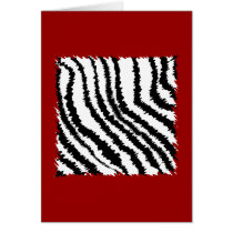 Black Zebra Print Pattern on Deep Red. Greeting Cards