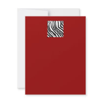 Black Zebra Print Pattern on Deep Red. Custom Invites