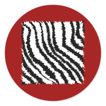 Black Zebra Print Pattern on Deep Red. Stickers