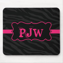 Black Zebra Print Pattern Personalized Mousepad
